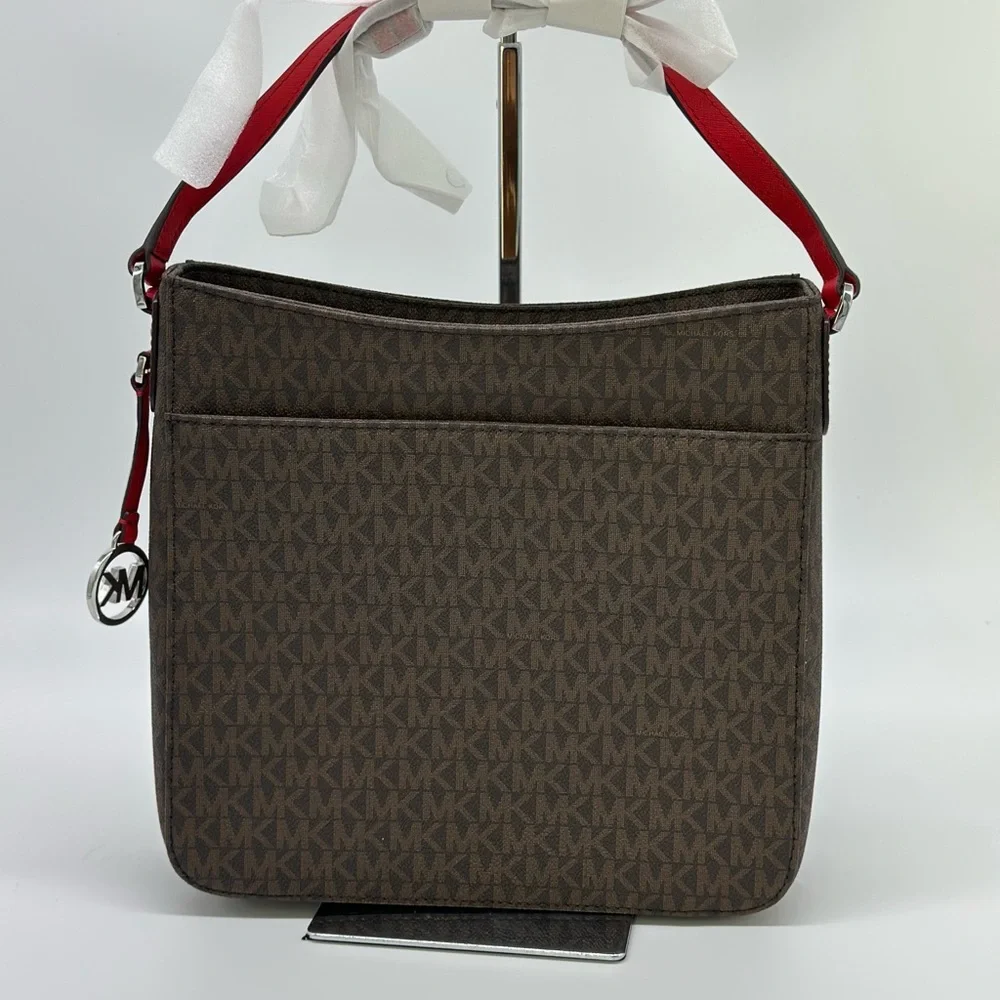 Michael Kors Brown Crossbody Bag with Red Strap